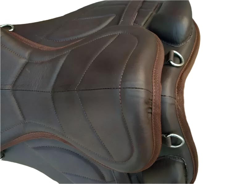 Brown Leather Treeless Saddle 16 Inch Memory Foam Fit