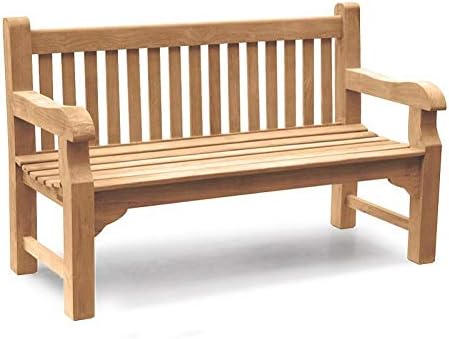 5ft Teak Garden Bench 3 Seater Heavy Duty Patio Park Seat