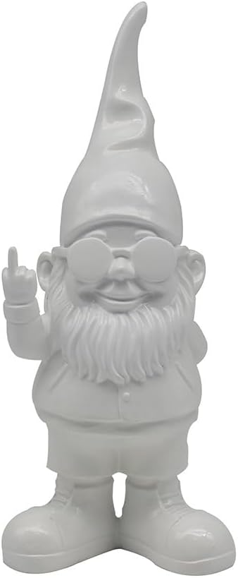 Swearing Gnome Statue White 20cm Funny Home Decor Figurine
