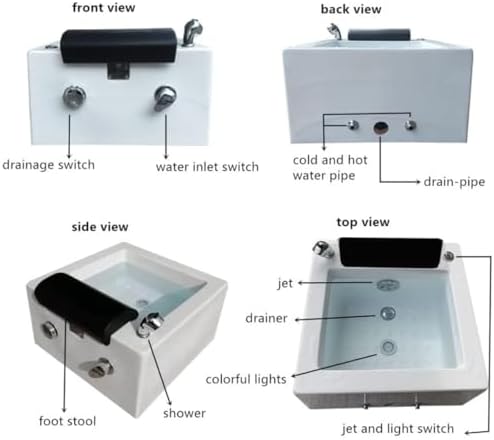 Pedicure Foot Spa Tub Acrylic Chair Massage Basin Salon Home