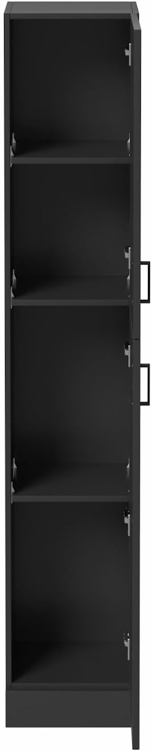 Tall Bathroom Cabinet Matt Black Soft Close Door Unit