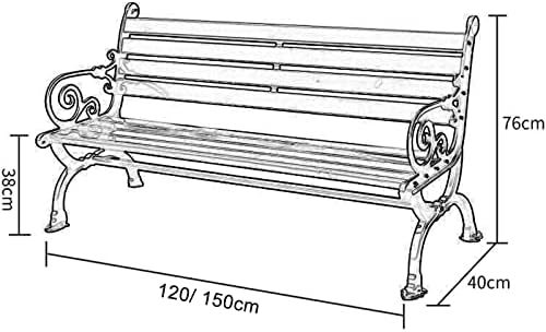 Wood Metal Garden Bench 1.2m Outdoor Patio Seat with Backrest