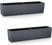 Set of 2 Self Watering Window Box Planters 80cm Slate Pots