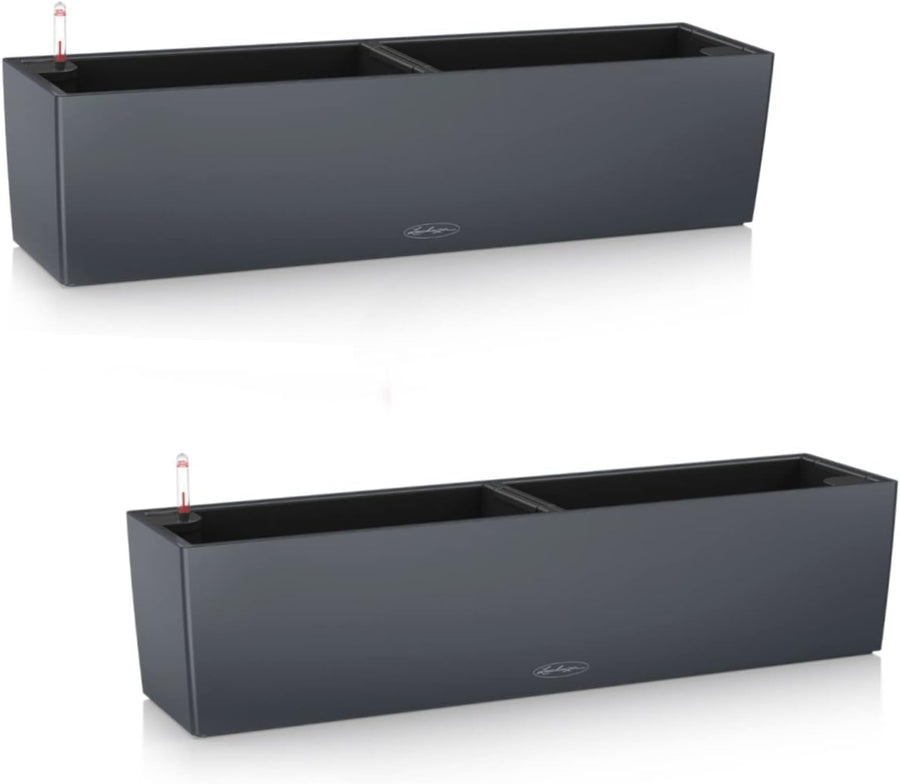 Set of 2 Self Watering Window Box Planters 80cm Slate Pots