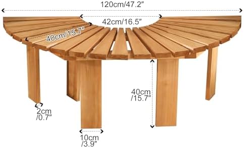 Curved Wooden Garden Bench Outdoor Tree Bench Backless Patio Seat