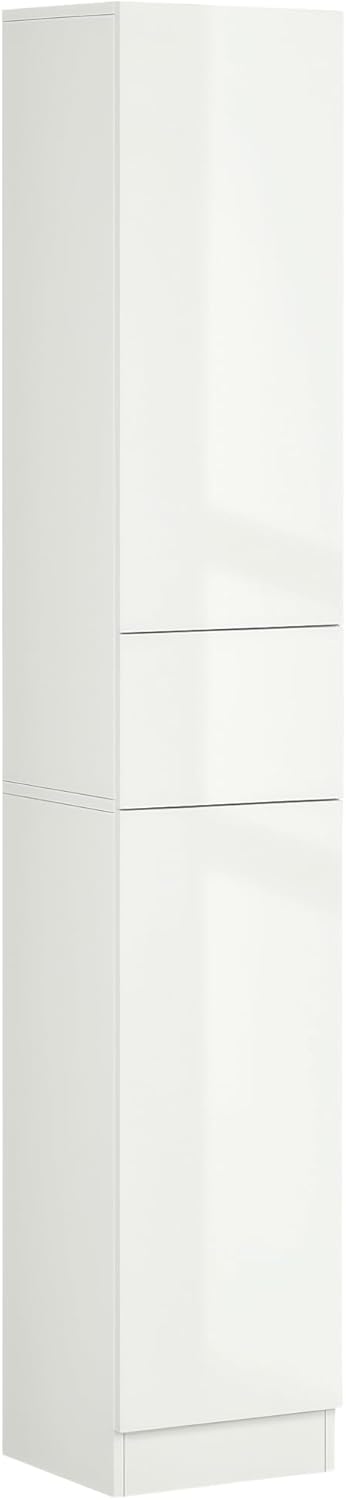 Tall Bathroom Storage Cabinet High Gloss White Drawer Shelves 170cm