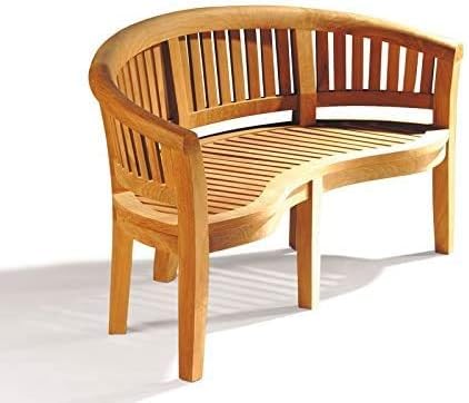 Curved Teak Banana Garden Bench 3 Seater Outdoor Patio Seat