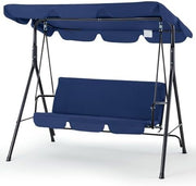 Blue 3 Seater Garden Swing Chair with Canopy