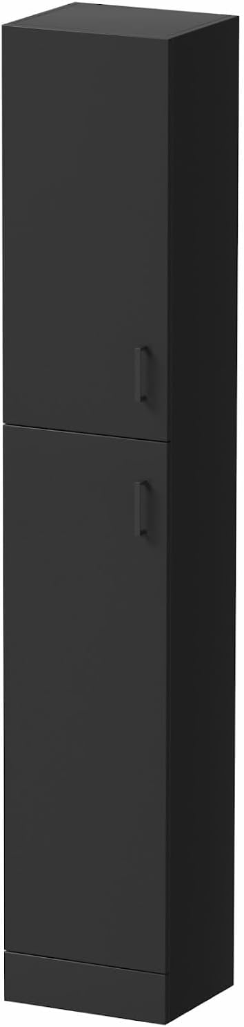 Tall Bathroom Cabinet Matt Black Soft Close Door Unit