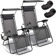 Set of 2 Zero Gravity Sun Lounger Chairs Black