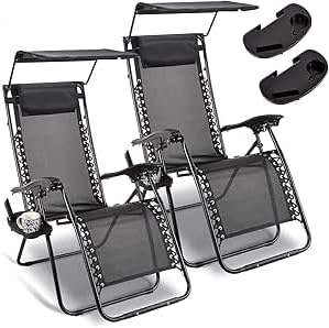 Set of 2 Zero Gravity Sun Lounger Chairs Black