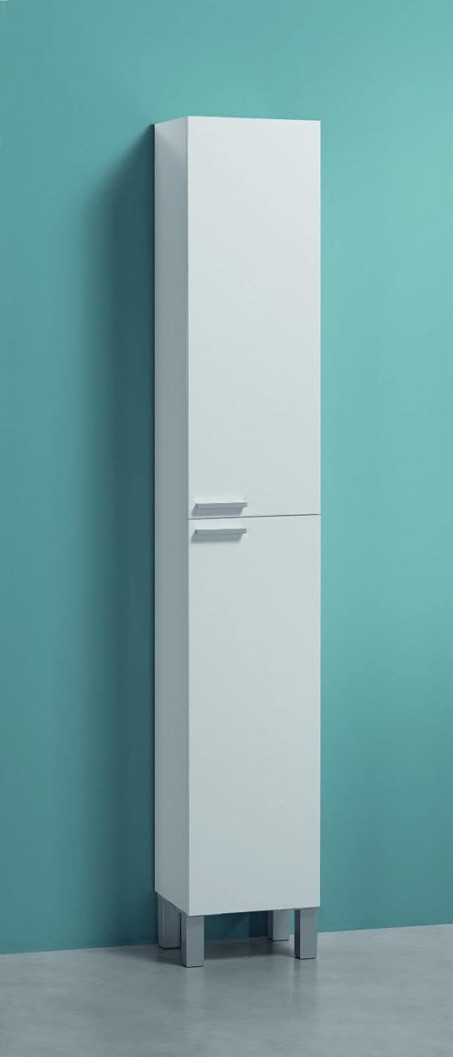 Tall Narrow Bathroom Cupboard White Gloss 2 Door Unit