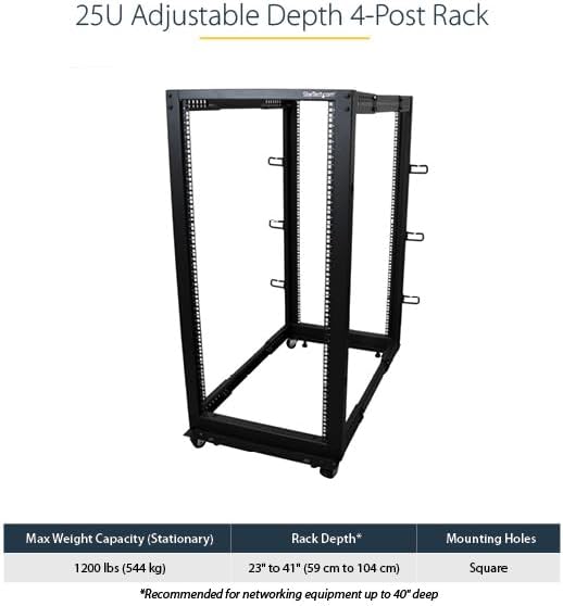 25U 4 Post Open Frame Server Rack Mobile Floor Mount
