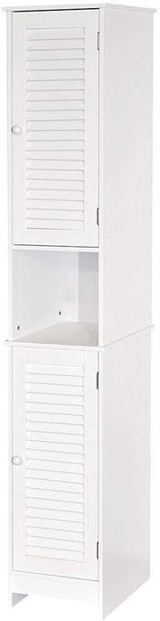 Tall Bathroom Storage Cabinet White Shutter Door Unit