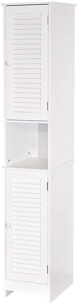 Tall Bathroom Storage Cabinet White Shutter Door Unit