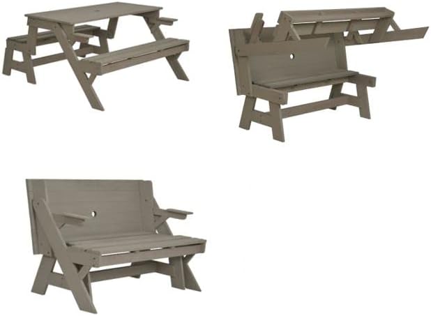 2 in 1 Wooden Picnic Table Bench Folding Garden Seat Eucalyptus