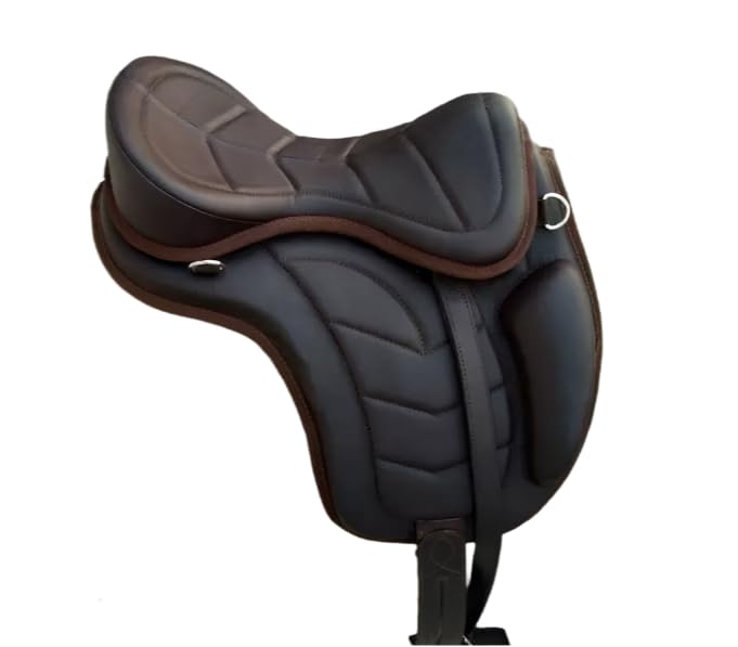 Brown Leather Treeless Saddle 16 Inch Memory Foam Fit