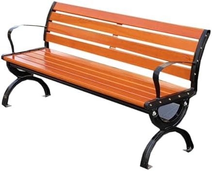 Outdoor Metal Garden Bench with Backrest Armrests Patio Seat