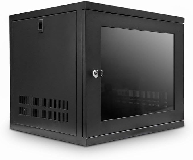 9U Wall Mount Server Rack Cabinet 19in Glass Door Black