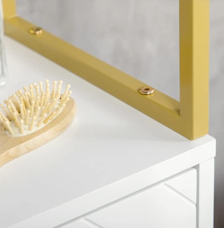 Tall Bathroom Storage Cabinet White Gold Slim Shelf Unit