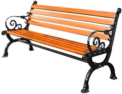 Metal Garden Bench 120cm Outdoor Patio Seat with Backrest Armrests
