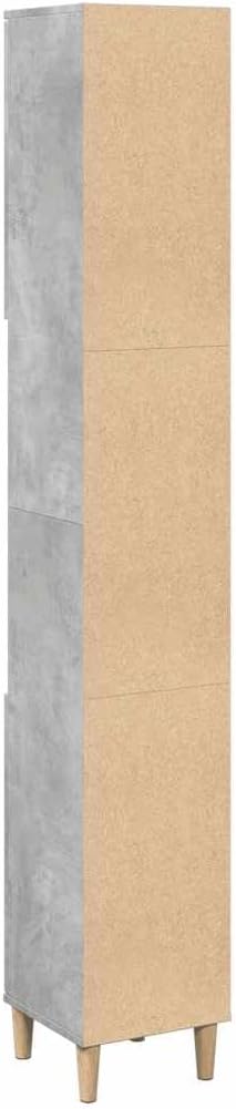 Tall Bathroom Cabinet 6 Compartment 2 Door Grey Unit