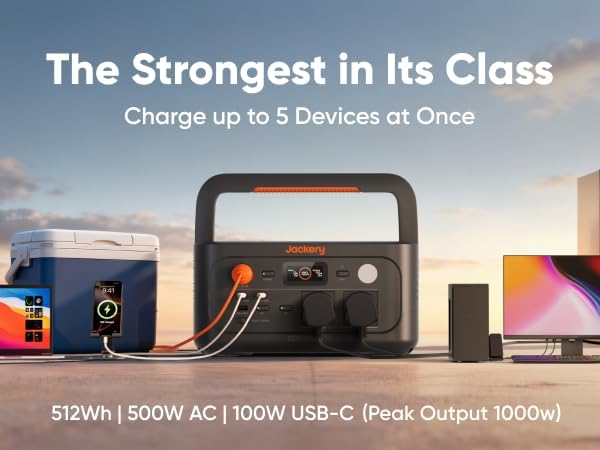 500W Portable Power Station 512Wh Solar Generator w 100W Panel UPS