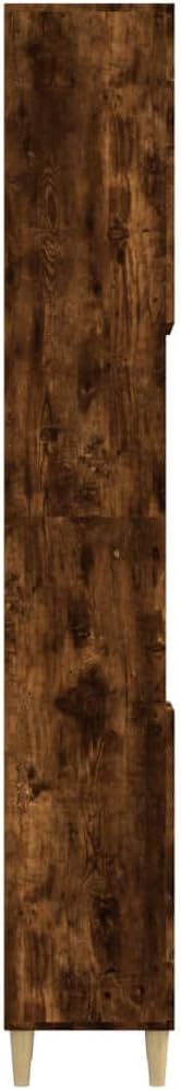 Tall Bathroom Cabinet 6 Compartment 2 Door Smoked Oak