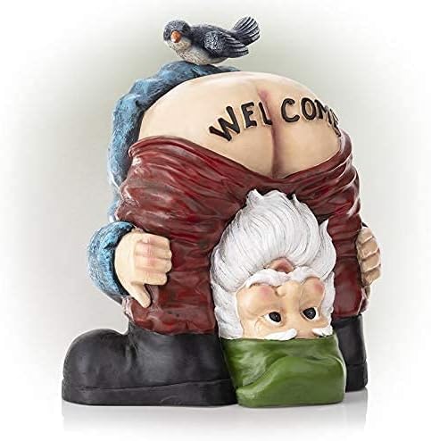 Welcome Garden Gnome Statue Funny Resin Outdoor Lawn Decor