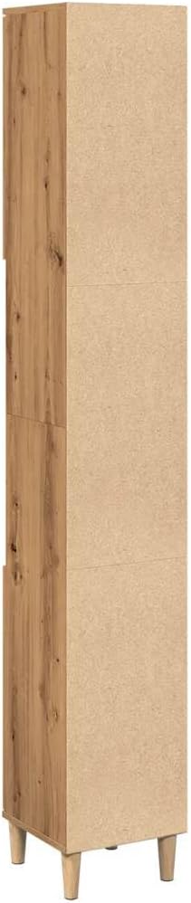 Tall Bathroom Cabinet 6 Compartment 2 Door Oak Unit