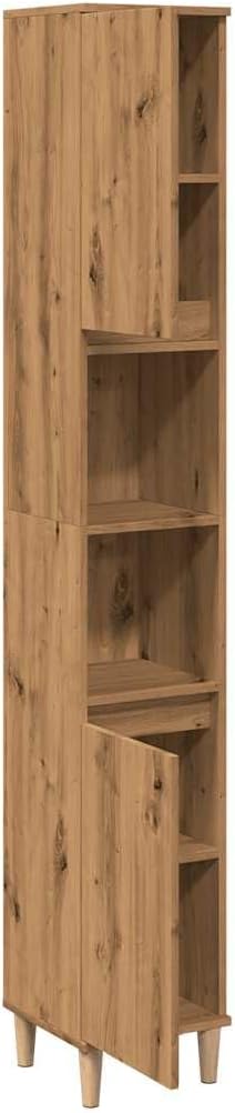 Tall Bathroom Cabinet 6 Compartment 2 Door Oak Unit
