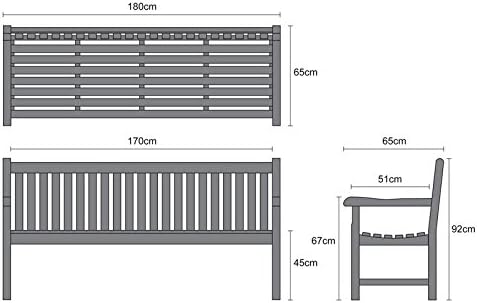 6ft Teak Garden Bench 4 Seater Heavy Duty Patio Outdoor Seat