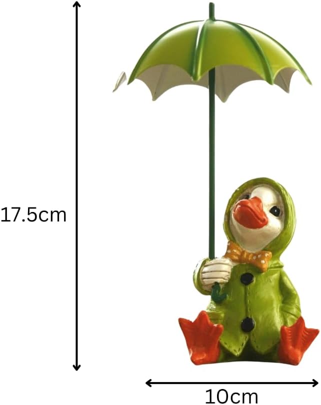 Duck Garden Ornaments Set 2 Resin Sitting Ducks Umbrella Decor