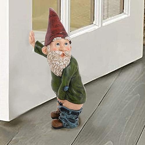 Funny Peeing Garden Gnome Statue Naughty Resin Outdoor Decor