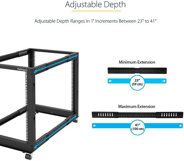 25U 4 Post Open Frame Server Rack Mobile Floor Mount