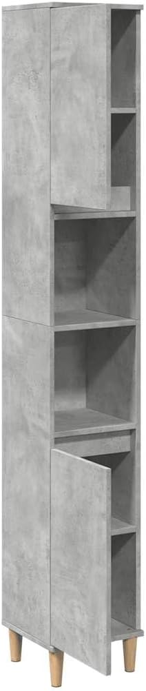 Tall Bathroom Cabinet 6 Compartment 2 Door Grey Unit