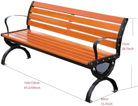 Outdoor Metal Garden Bench with Backrest Armrests Patio Seat