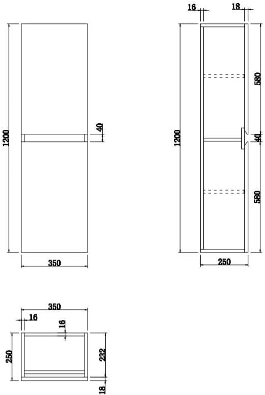 Wall Mounted Tall Bathroom Cabinet White Gloss 2 Door