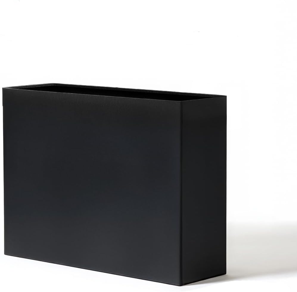 Tall Metal Trough Planter 90cm Grey Freestanding Indoor Outdoor