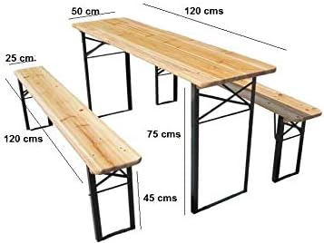 Folding Wooden Beer Table and Bench Set Portable Picnic