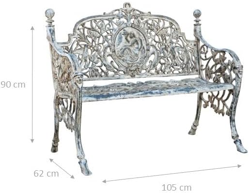 2 Seater Cast Iron Garden Bench Vintage Liberty Style Patio Seat