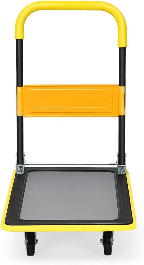 Heavy Duty Platform Trolley 150KG Flatbed Cart Yellow