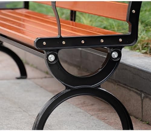 Outdoor Metal Garden Bench with Backrest Armrests Patio Seat