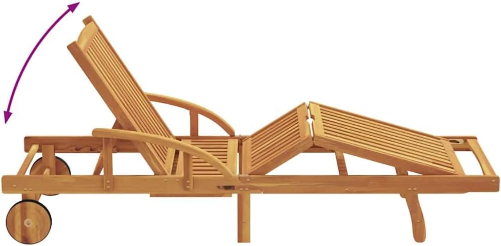 2 Pack Acacia Wood Sun Loungers Cushioned Red