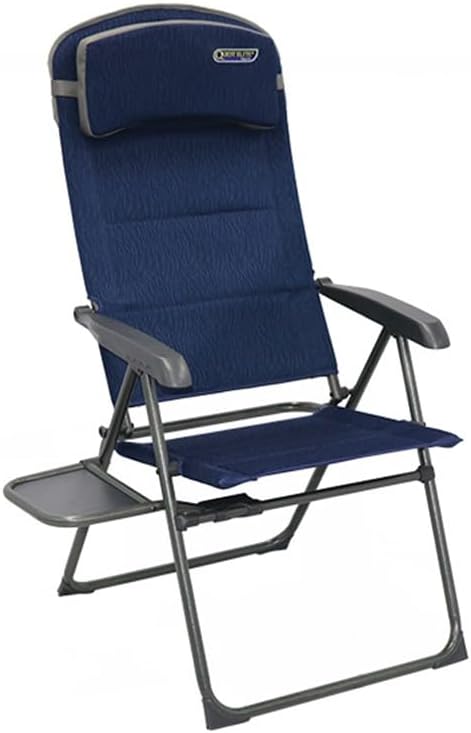 Premium Reclining Outdoor Chair with Side Table Navy Blue