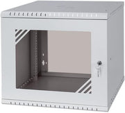 9U 19 Inch Rack Cabinet 450mm Glass Door Grey Steel