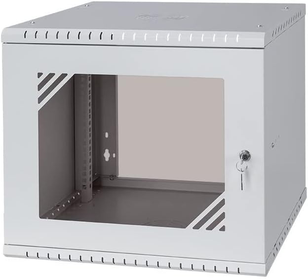 9U 19 Inch Rack Cabinet 450mm Glass Door Grey Steel