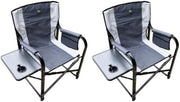 2 Pack Grey Directors Camping Chairs with Table