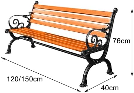Metal Garden Bench with Backrest Armrests Outdoor Patio Seat