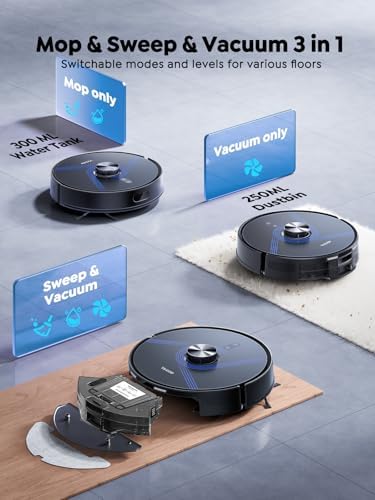 Robot Vacuum Mop 6000Pa Self Empty LiDAR Mapping App Voice Control